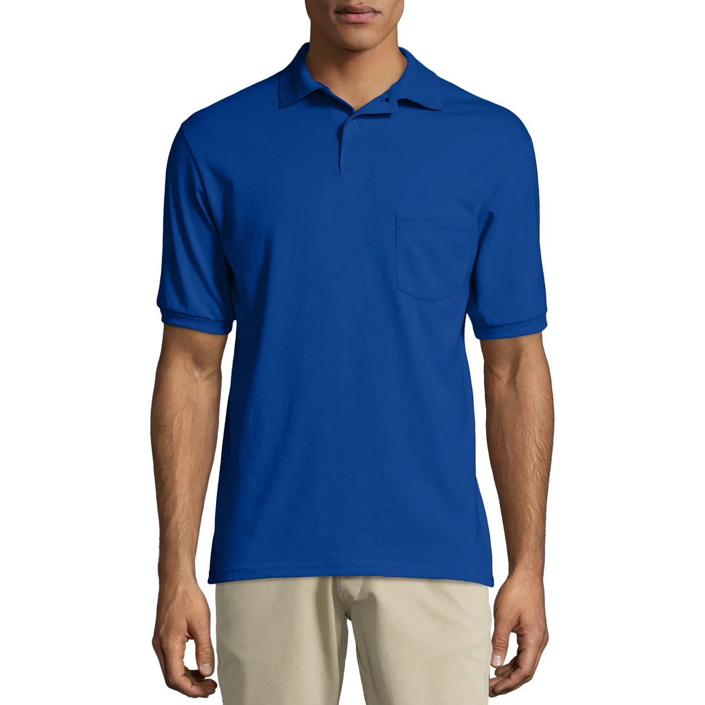 Hanes 0504 Men's Ecosmart Jersey Polo Shirt with Pocket (Only Large & 4X Left)