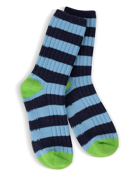 World's Softest MCRACR Mouse Creek Rugby Crew Socks Blue/Green (Youth Shoe Sizes: 11-13)