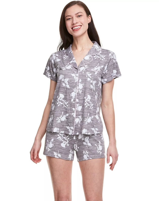 PJ Couture 83138 Women's Two Piece Shorts Top Sleepwear Pajama PJ Sets Heather Gray (Pick Size)