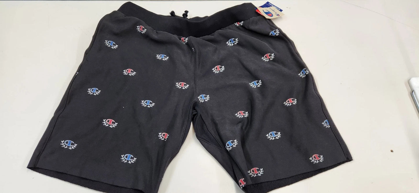 Champion B5286P Men's Reverse Weave Cut-off Shorts Sketch C Print Black - ONLY 2XL LEFT!