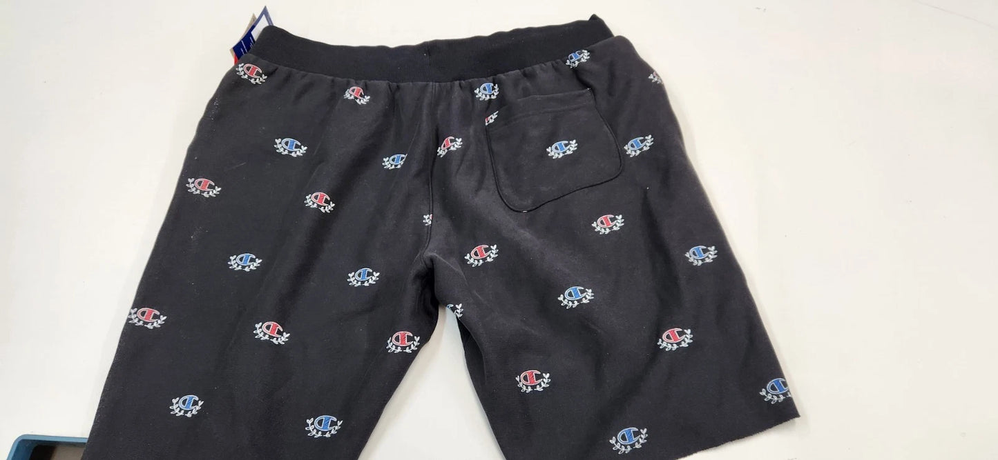 Champion B5286P Men's Reverse Weave Cut-off Shorts Sketch C Print Black - ONLY 2XL LEFT!