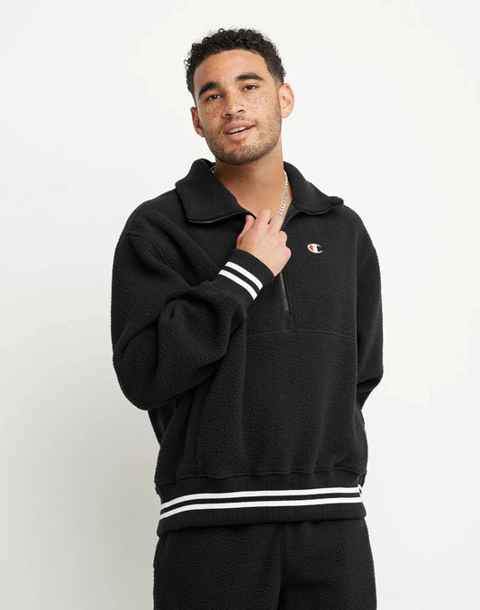 Champion V74958 Men's High Pile Fleece Warmup Jacket Embroidered C Logo Black (Pick Size)