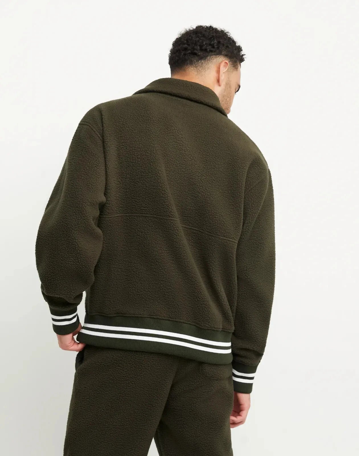 Champion V74958 Men's High Pile Fleece Warmup Jacket Embroidered C Logo Army Green (Pick Size)