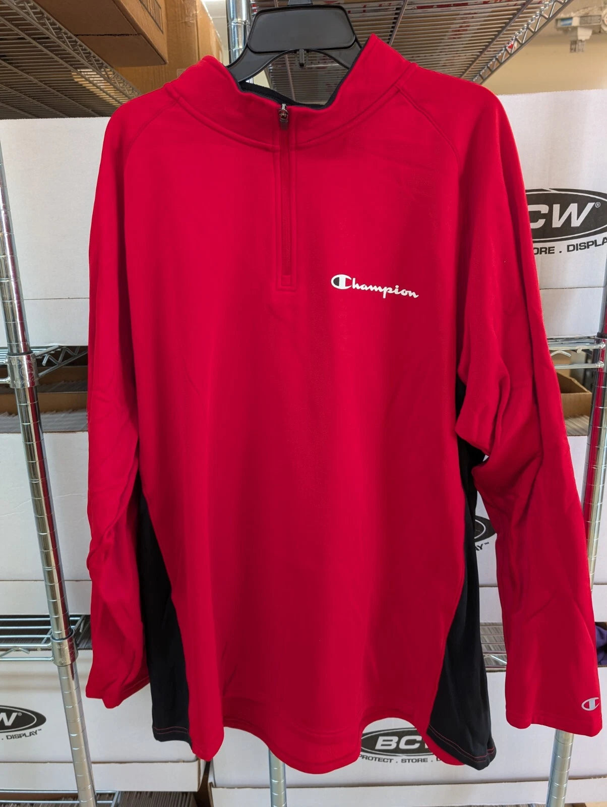 Champion S230 Men's Double Dry Colorblock 1/4 Zip Jacket Pullover Scarlet (Only 3XL Left)
