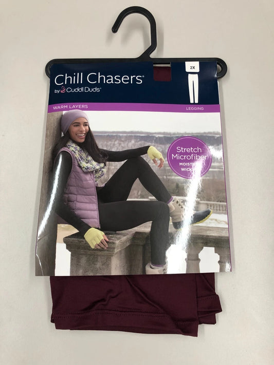 Cuddl Duds CD9685 Womens Chill Chasers Warm Layers Stretch Microfiber Plus Size Leggings Burgundy Fig (Pick 1X - 3X)
