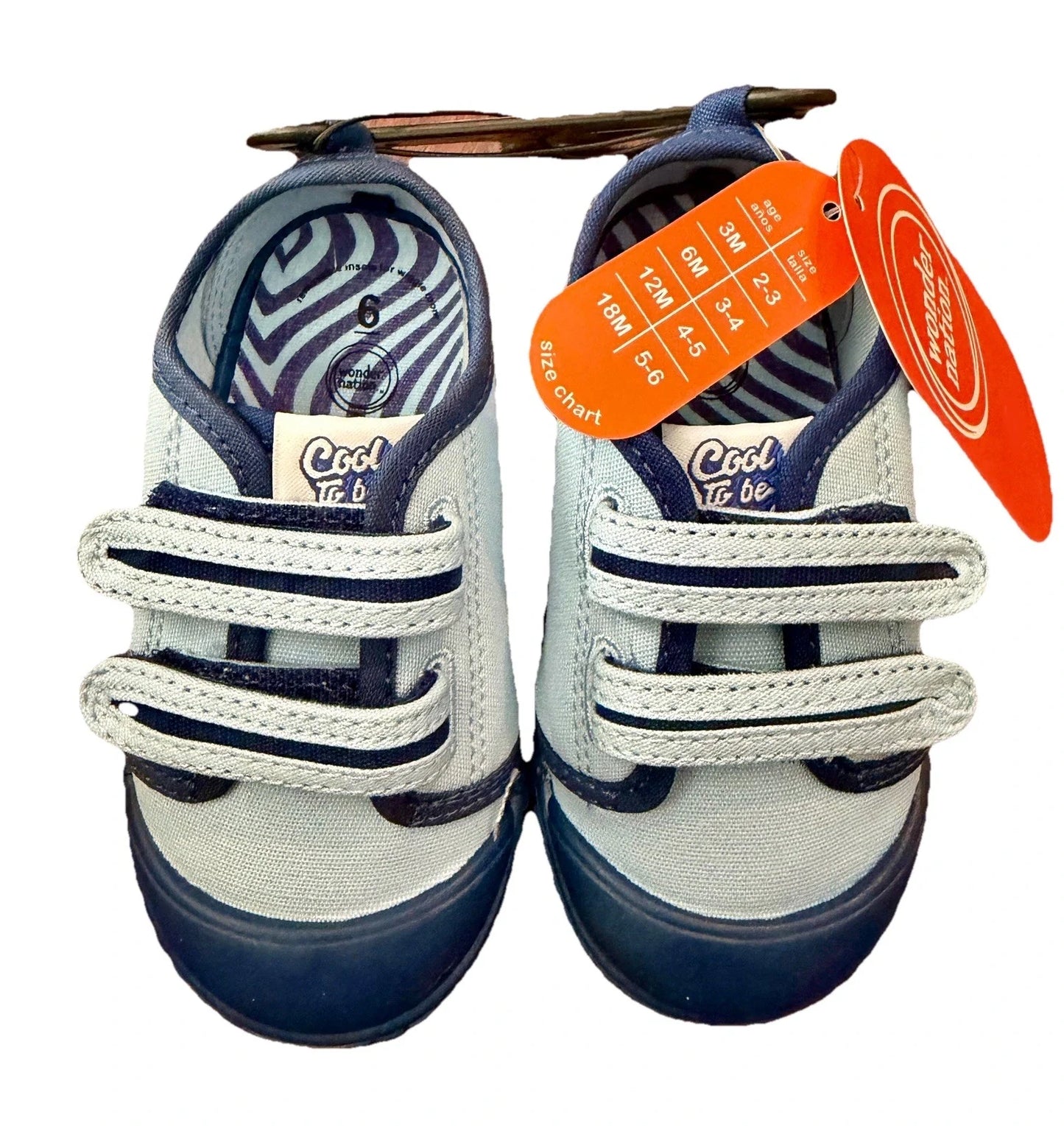 Wonder Nation Boys Two Strap Bump Toe Sneakers Toddler Size 5 Blue Memory Foam