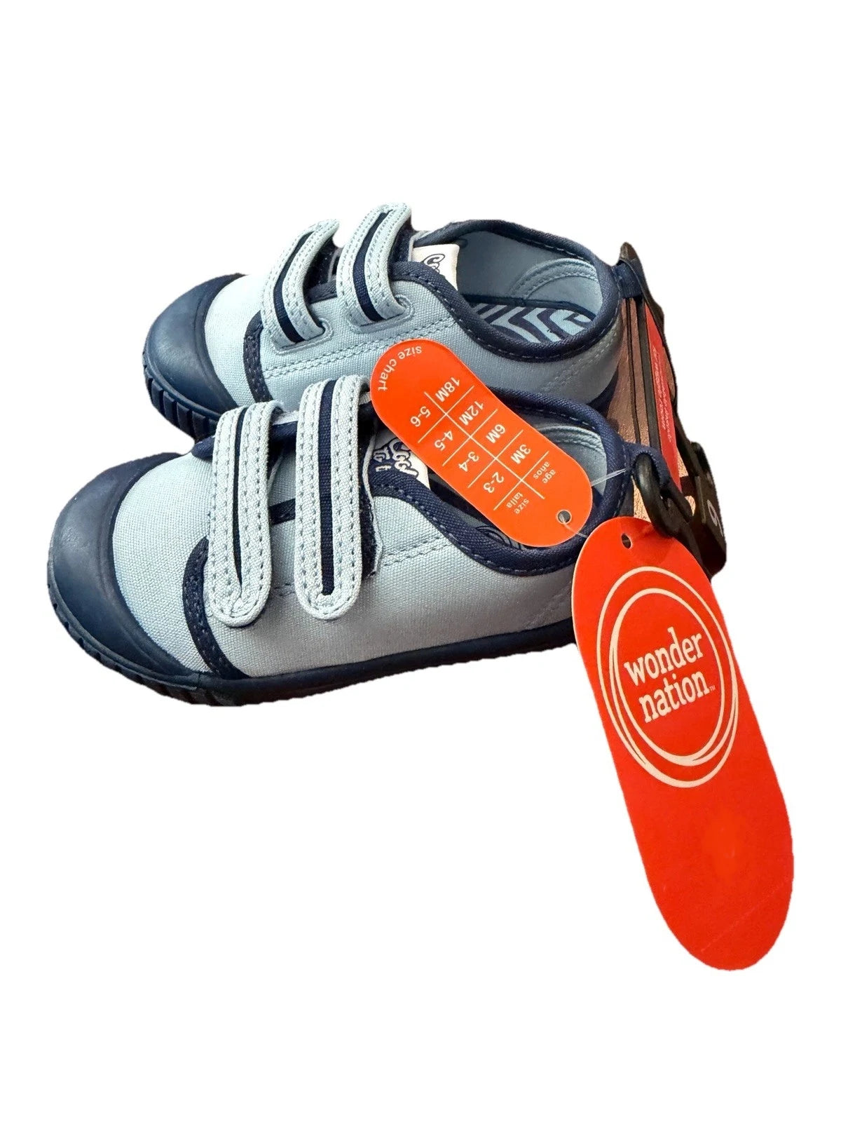 Wonder Nation Boys Two Strap Bump Toe Sneakers Toddler Size 5 Blue Memory Foam
