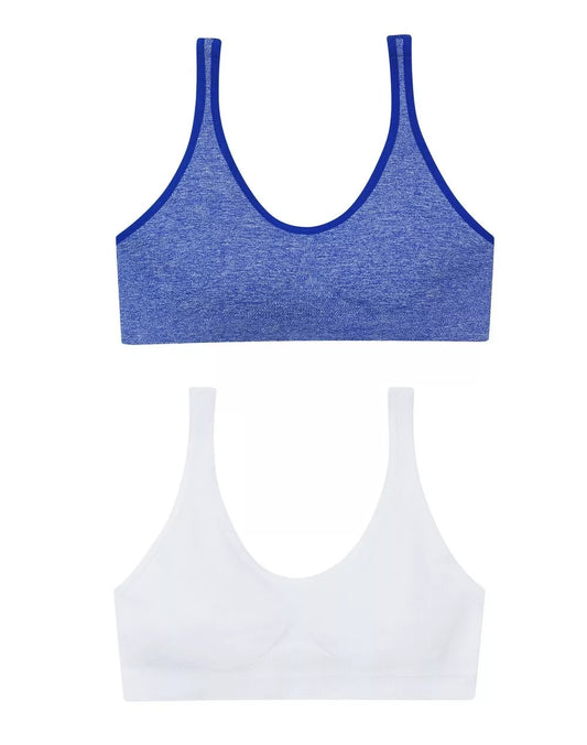 Hanes H190 Hanes Girls Cozy Seamless 2-Pack Wirefree Bra Blue & White (Pick Size)